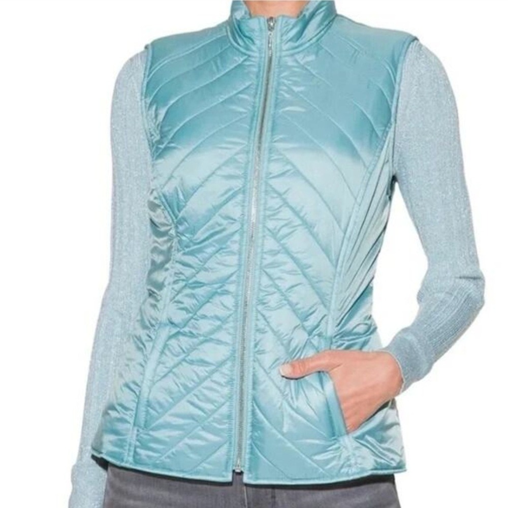 White House Black Market Quilted Puffer Vest Winter Mint Green 570337895 Mens S